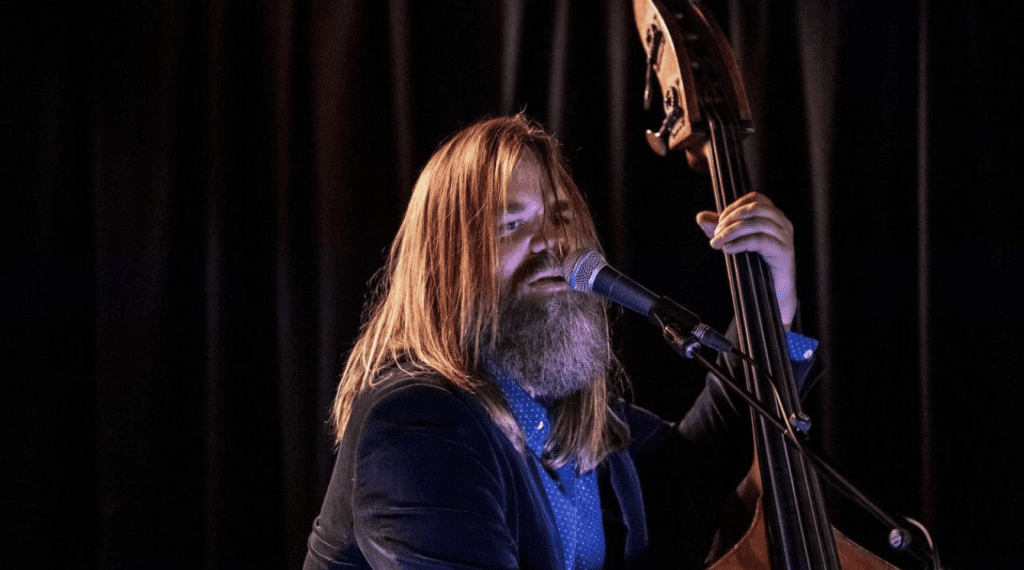 Phil Stack playing double bass at City Recital Hall 25 November 2020. Photo by Monique Harmer.